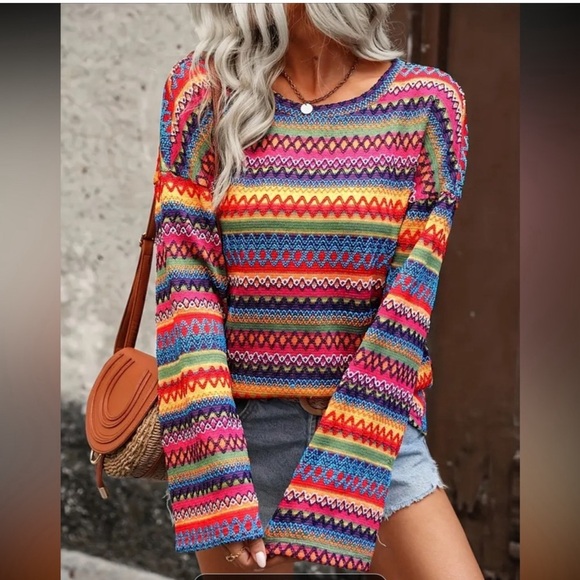 Tops - 💛 BOUTIQUE BRAND Tribal Texture Colorful Top